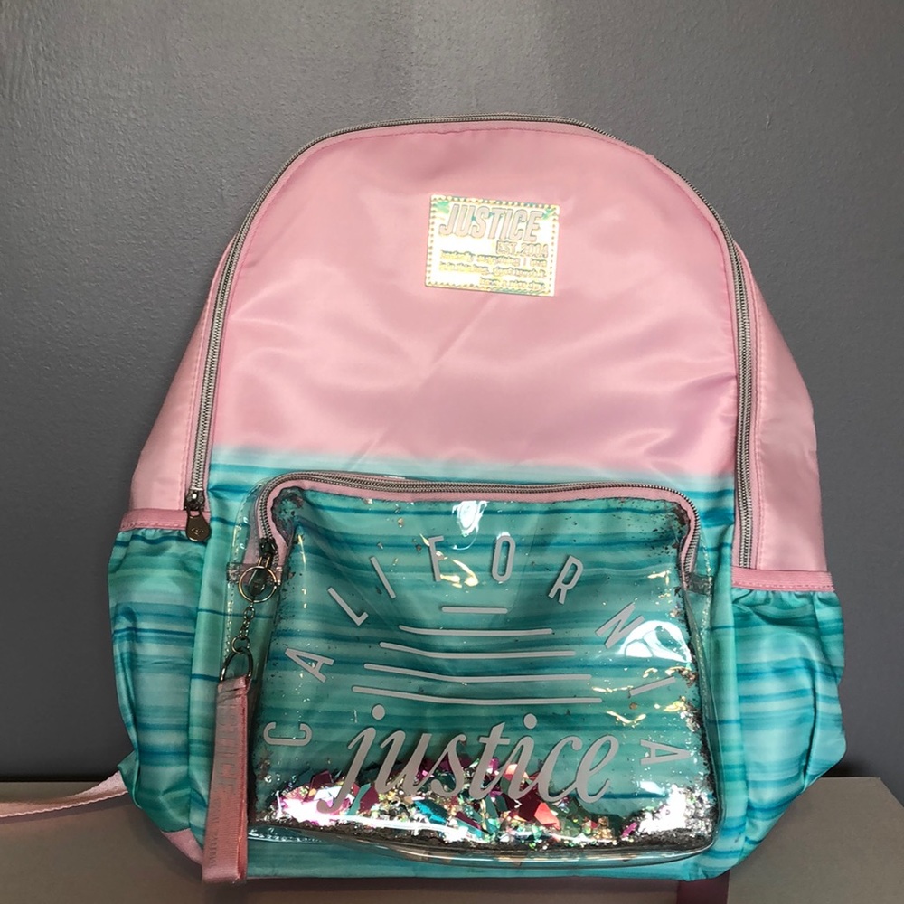 BRAND NEW JUSTICE GIRLS FULL SIZED BACKPACK, LARGE